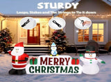 9.8 FT Lighted Inflatable Decoration, Inflatable Santa Claus and Snowman Holding Merry 19789654