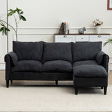Convertible Combination Sofa Sofa L-Shaped Sofa with Footstools with Storage, Blue Sofa for Living W2012P253356
