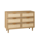 ZUN 6 drawers Rattan dresser Rattan Drawer, Bedroom,Living Room W75763040