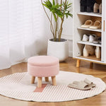 ZUN Storage Ottoman, Modern Round Footrest with Soft Padded Seat, Teddy Velvet Footstool with Wood Legs, 66846262