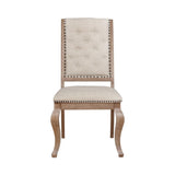 Set of 2 Cream Fabric Upholstered Dining Chairs, Barley Brown B016P225438