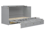 Full Size Murphy Bed with Large Drawers,Gray N708P336203E