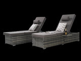 Outdoor Chaise Lounge Chair Set of 2 with Storage Patio Pool Chairs Tanning Lounges for W874P266307