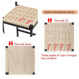 Set of 2 Woven Bar Stools with Backrest Paper Rope Weave Dining Chairs for Kitchen Island W1757P254843