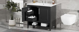 ZUN 36" Bathroom Vanity with Sink, Multi-functional Bathroom Cabinet with Doors Drawers, MDF Frame WF319758AAB