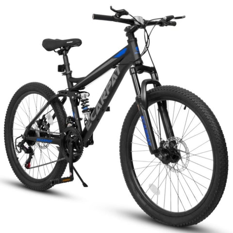 ZUN A2660 Bike 26 Inch Wheels, 21-Speed Full Suspension Mens Womens Trail Commuter City W2563P183775