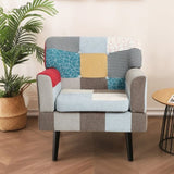 Patchwork Accent Chair, Mid Century Modern Fabric Club Chair for Bedroom Comfy, Colourful Single W561P190124