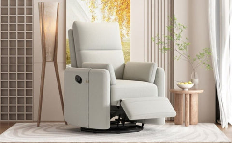 ZUN Upholstered Swivel Recliner Manual Rocker Recliner Chair Baby Nursery Chair with Two Removable WF313599AAA