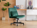 Green Velvet Criss Cross Armless Office Chair with Wheels - Versatile for Home Office, Meditation & W3394P329164