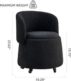 Storage Ottoman Foot Rest Round Footstool Teddy Velvet Footrest with Wheels Vanity Stool Black 54604295