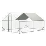 ZUN Large Metal Chicken Coop, Walk-in Chicken Run,Galvanized Wire Poultry Chicken Hen Pen Cage, Rabbits W2505P184744