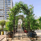 Metal Garden Arch with Gate with planter W80.71*H97.24 Climbing Plants Support Rose Arch Outdoor W1586P278425
