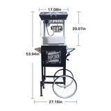 ZUN Kaitu Popcorn Machine with Cart – 8oz Popper with Stainless-steel Kettle, Heated Warming Deck, and W2841P218156