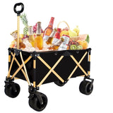 aluminum alloy folding wagon, Heavy Duty Utility Beach Wagon Cart for Sand with Big Wheels, W321P190035