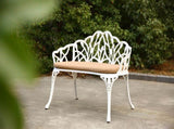Tulip Patio Garden Bench Metal Park Bench Cast Aluminum Outdoor Furniture with Floral Rose for 57566526