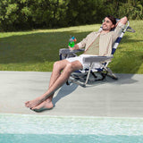 63*65*82cm Short Oxford Cloth Silver White Aluminum Tube Bearing 100kg Beach Chair Blue Stripes 50527506