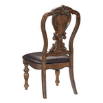 ZUN Traditional Formal Dining Side Chairs set of 2pc Dark Oak Finish Wood Frame Faux Leather Upholstered B011121855