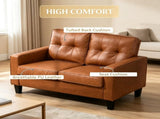 Brown 51" Wide Double Sofa 2-Seater Tufted PU Leather Loveseat with Padded Armrests 30464890