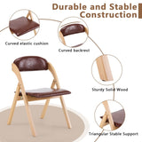 Set of 2 Wooden Folding Chairs with Padded Seats, Portable Simple Folding Chairs with Cushion for 87314134
