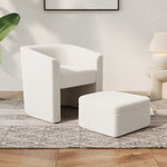 ZUN Accent chair white sofa chair one set, modern living room side chair, single sofa chair, footstool W1727P240730