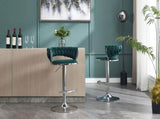 Set of 2 Bar Stools,with Chrome Footrest and Base Swivel Height Adjustable Mechanical Lifting Velvet 59075110