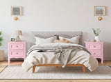 Macaron powder, MDF spray paint, 40*30*60cm, two-drawer bedside table, pastoral style 1pc 66169456