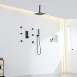 3 Functions 12 Inch Ceiling Mounted Thermostatic Shower System in Matte Black T3609P352710