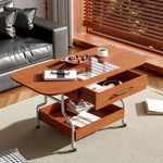 ZUN Modern Extended Coffee Table with Wheels, Folding Coffee Table with 1 drawer and 2-Tier Storage, N735P231426N