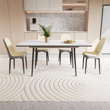 47"-63" expandable dining table set for 2-6 people, equipped with PU fabric thick cushioned dining 92548755