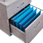 ZUN Rolling File Cabinet with Glass Top, Grey 86505676