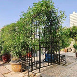 Metal Garden Arch with Gate with planter W80.71*H97.24 Climbing Plants Support Rose Arch Outdoor W1586P278425