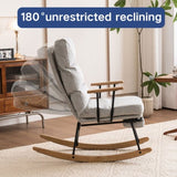 ZUN Modern Teddy Gliding Rocking Chair with High Back, Retractable Footrest, and Adjustable Back Angle W2012P177833