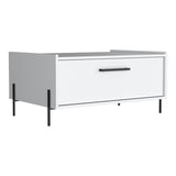 Shan 15"High Minimalistic Coffe Table with Pull Down Cabinet and Open Shelf White B200P253722