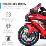 Electric Motorcycle for Kids, 12V Battery Powered Ride on Toys 3 Wheels Motorcycle with LED Lights, 46188607