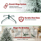 6FT Christmas Tree Artificial Plant with 358 Snowy Tips Flocked Pencil Slim PVC Tree Space-Saving 60571983