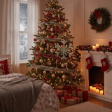 2PCS Set 17.7" Christmas Tree Decorations Large Wood Snowflake Ornaments Rustic Wall Art for Holiday 95566499