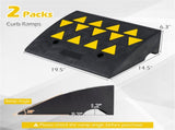 2 Pcs Heavy Duty Rubber Curb Ramp with Drain Channel & Reflective Strips for Driveway - M 57470856