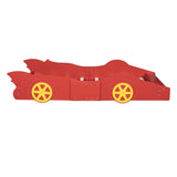 Twin Size Race Car-Shaped Platform Bed with Wheels,Red WF298789AAJ