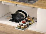 Adjustable Carbon Steel Sliding Cookware Storage Rack, Anti-Rust Pull Out Pan Lid Holder for Cutting 27997751