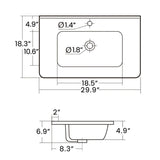 BB04-30-301, Integrated white ceramic basin, drain not included W1865128406