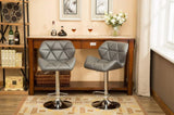 Glasgow Contemporary Tufted Adjustable Height Hidraulic Bar Stools, Set of 2, Grey T2574P164866