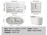 39 Inch Solid Surface Soaking Bathtub - Deep Soak Freestanding Tub T3785P353970