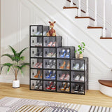 18-Piece Medium Black Plastic Mesh Shoe Box Set - 35.00*25.00*19.00cm, Modular Design for Home 06037531