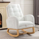 ZUN Accent Rocking Chair with Footrest High Back Rubber Wood Rocking Legs Bedroom Living Space 26.77D X W2231P143508