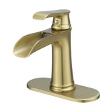 Sink Faucet With Deck Plate Waterfall Nickel Gold with Pop Up Drain and Supply Lines Bathroom W1932P180751
