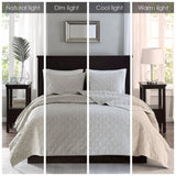 3 Piece Velvet Quilt Set Ivory Full/Queen B03597469