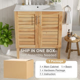 30" Antique Bathroom Vanity with Ceramic Sink, Mid-Century Modern Bathroom Vanity Cabinet with 2 N817P245326N