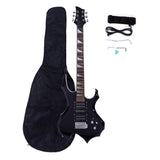 Novice Flame Shaped Electric Guitar HSH Pickup Bag Strap Paddle Rocker Cable Wrench Tool Black 19643396
