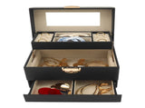 Women 3 Layer Jewelry Box PU Leather Jewelry Case Storage with Drawer Black 18145373
