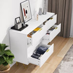 ZUN Modern white 6 Drawers for Bedroom,Big Size Wide Chest of Drawers with Gold Handles, Wood Double W1706P189831